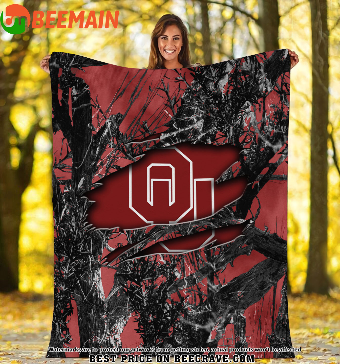 ZNCAA Oklahoma Sooners - Football Camo Fleece Blanket