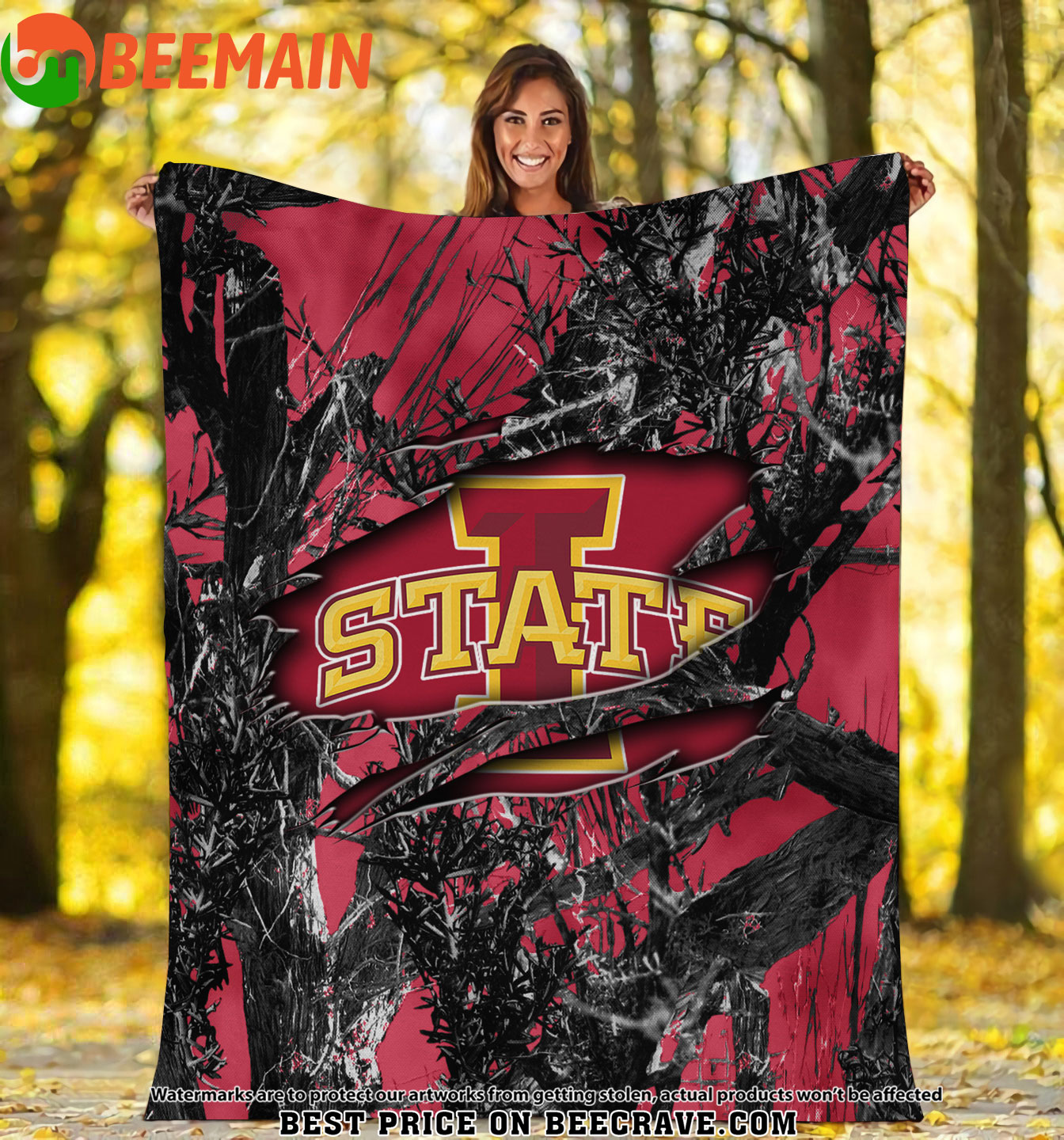 ZNCAA Iowa State Cyclones - Football Camo Fleece Blanket