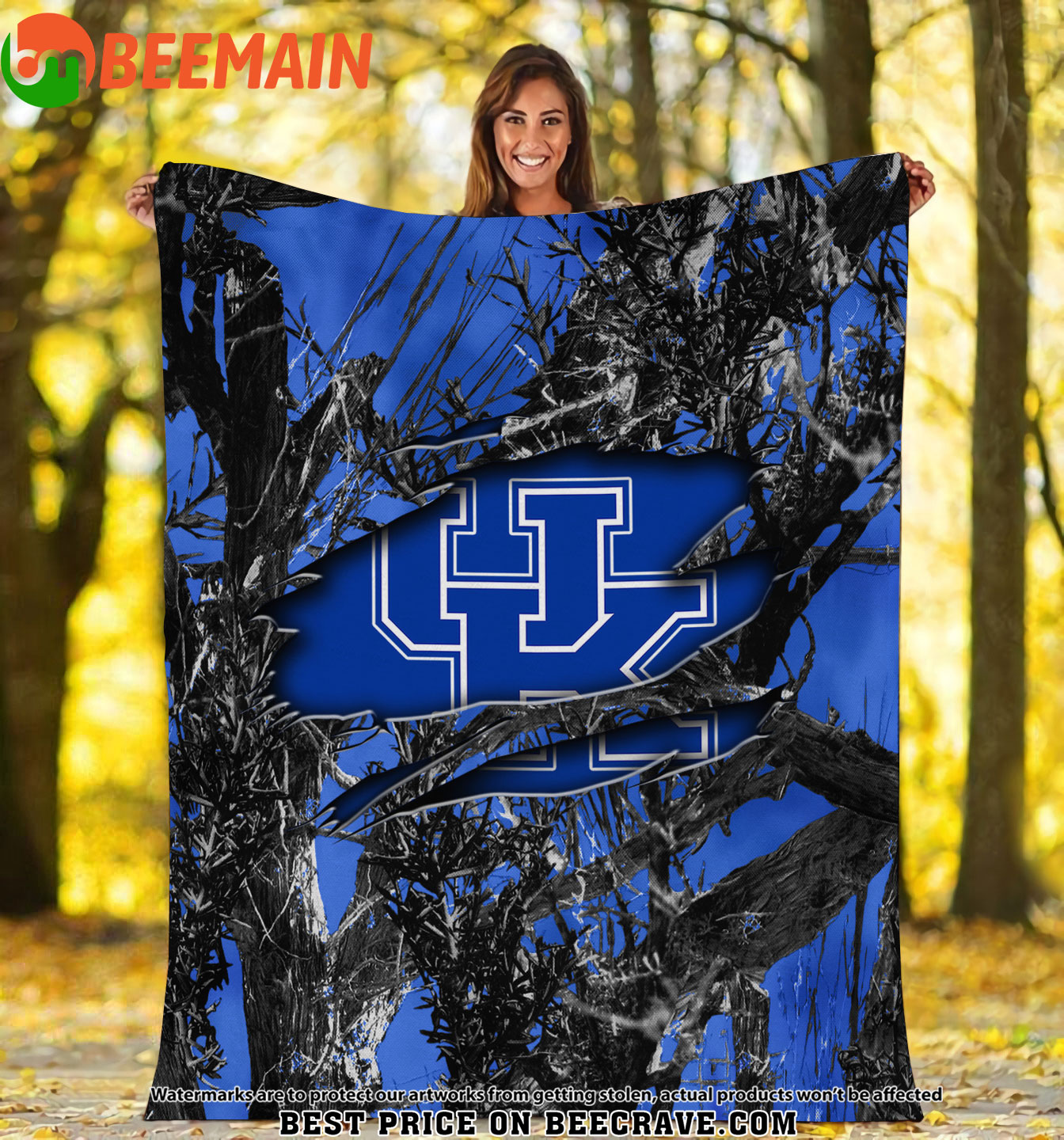 ZNCAA Kentucky Wildcats - Football Camo Fleece Blanket