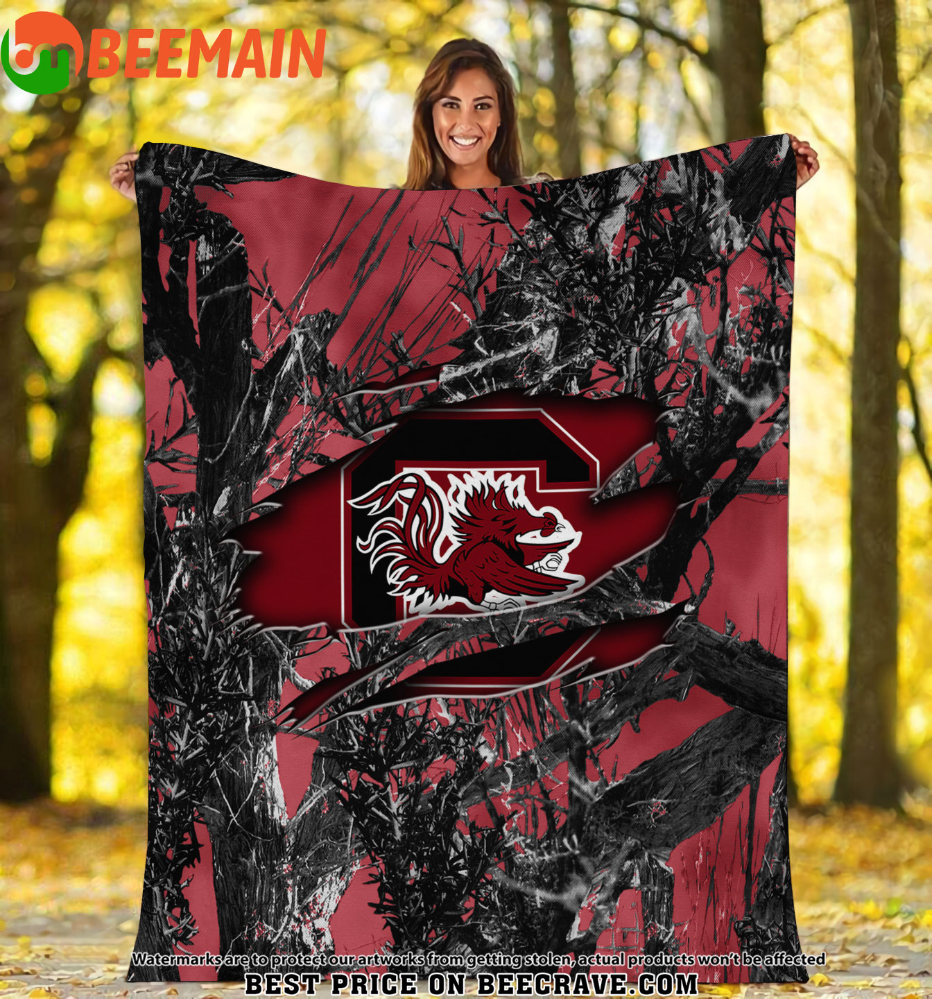 ZNCAA South Carolina Gamecocks - Football Camo Fleece Blanket