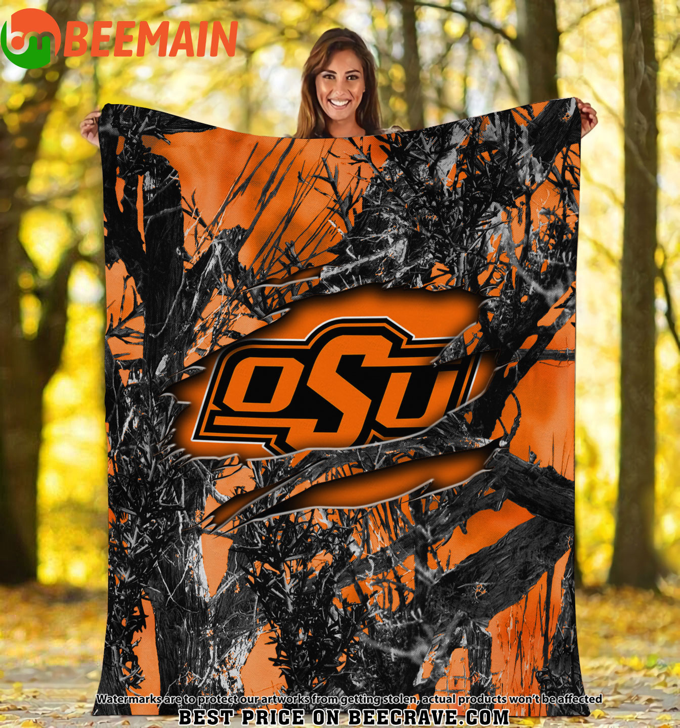 ZNCAA Oklahoma State Cowboys - Football Camo Fleece Blanket