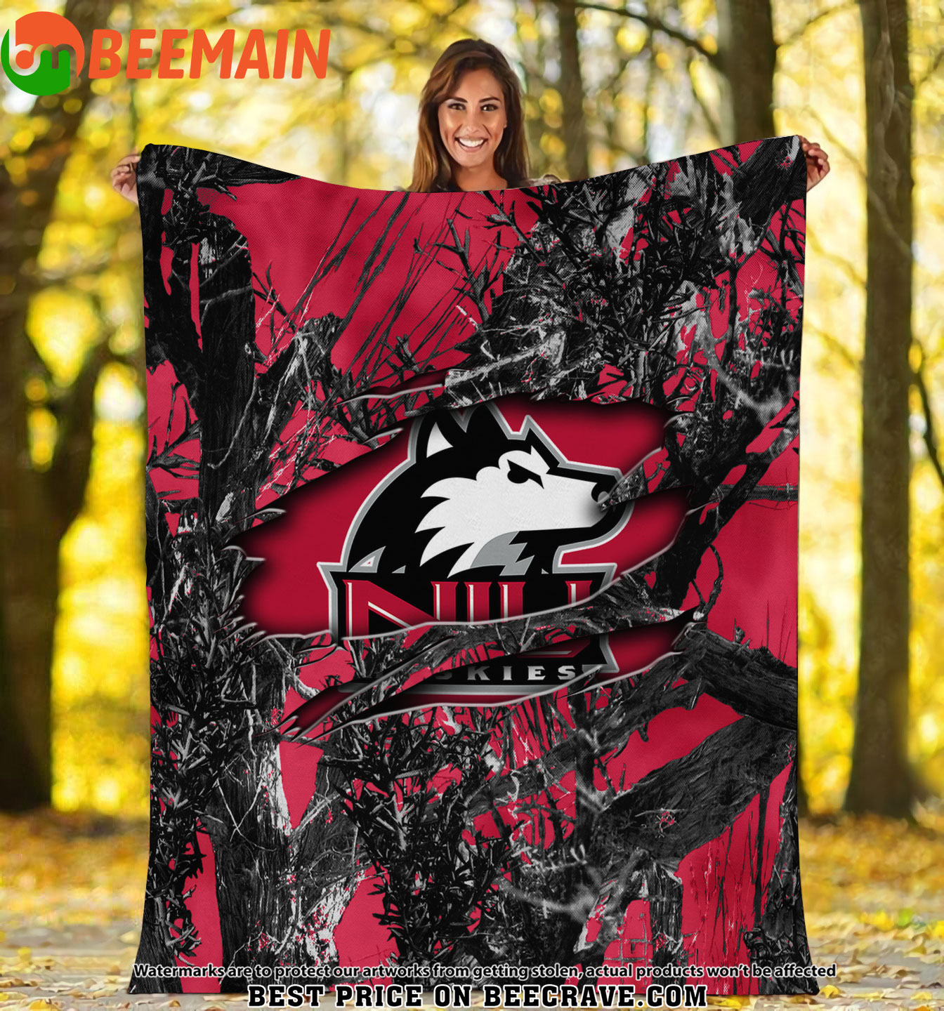 ZNCAA Northern Illinois Huskies - Football Camo Fleece Blanket