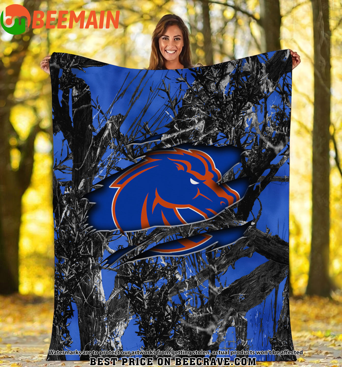 ZNCAA Boise State Broncos - Football Camo Fleece Blanket
