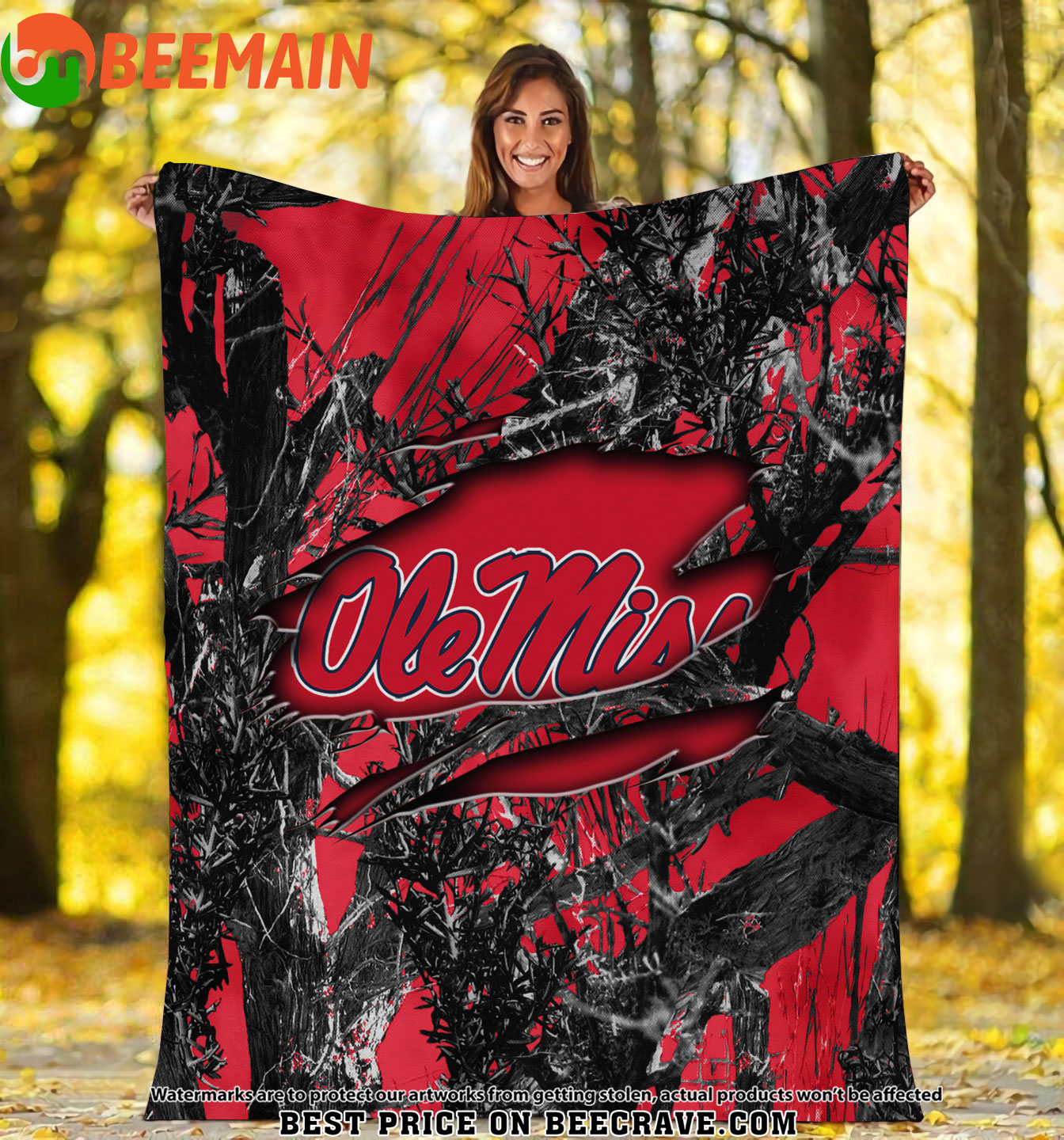 ZNCAA Ole Miss Rebels - Football Camo Fleece Blanket