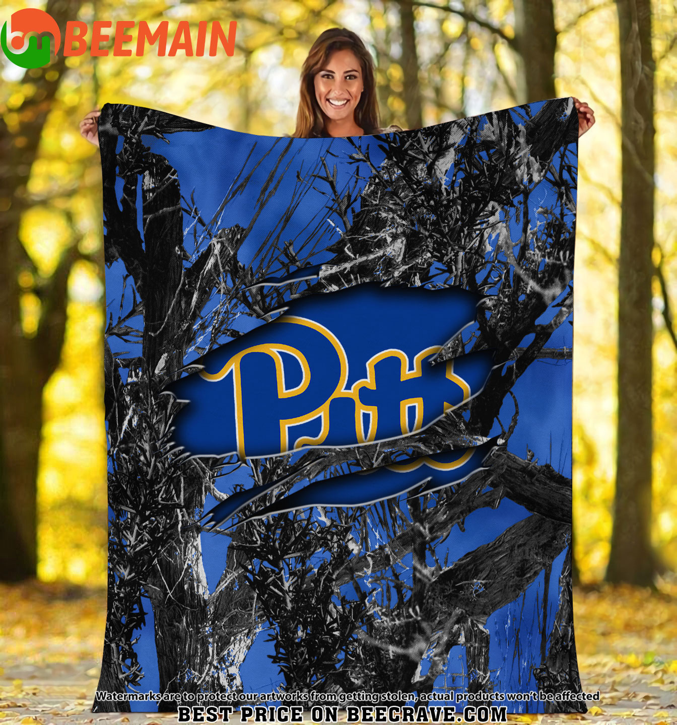 ZNCAA Pittsburgh Panthers - Football Camo Fleece Blanket