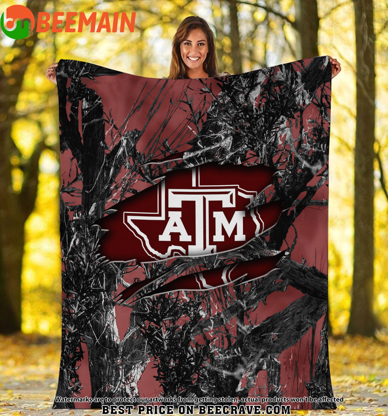 ZNCAA Texas A&M Aggies - Football Camo Fleece Blanket