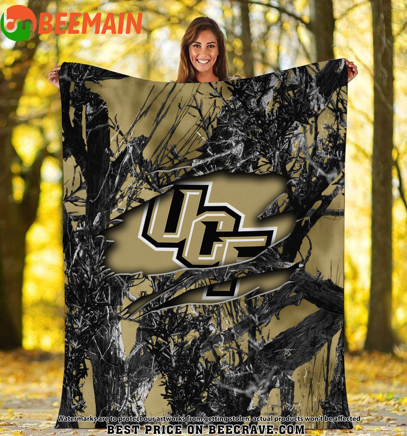 ZNCAA UCF Knights - Football Camo Fleece Blanket