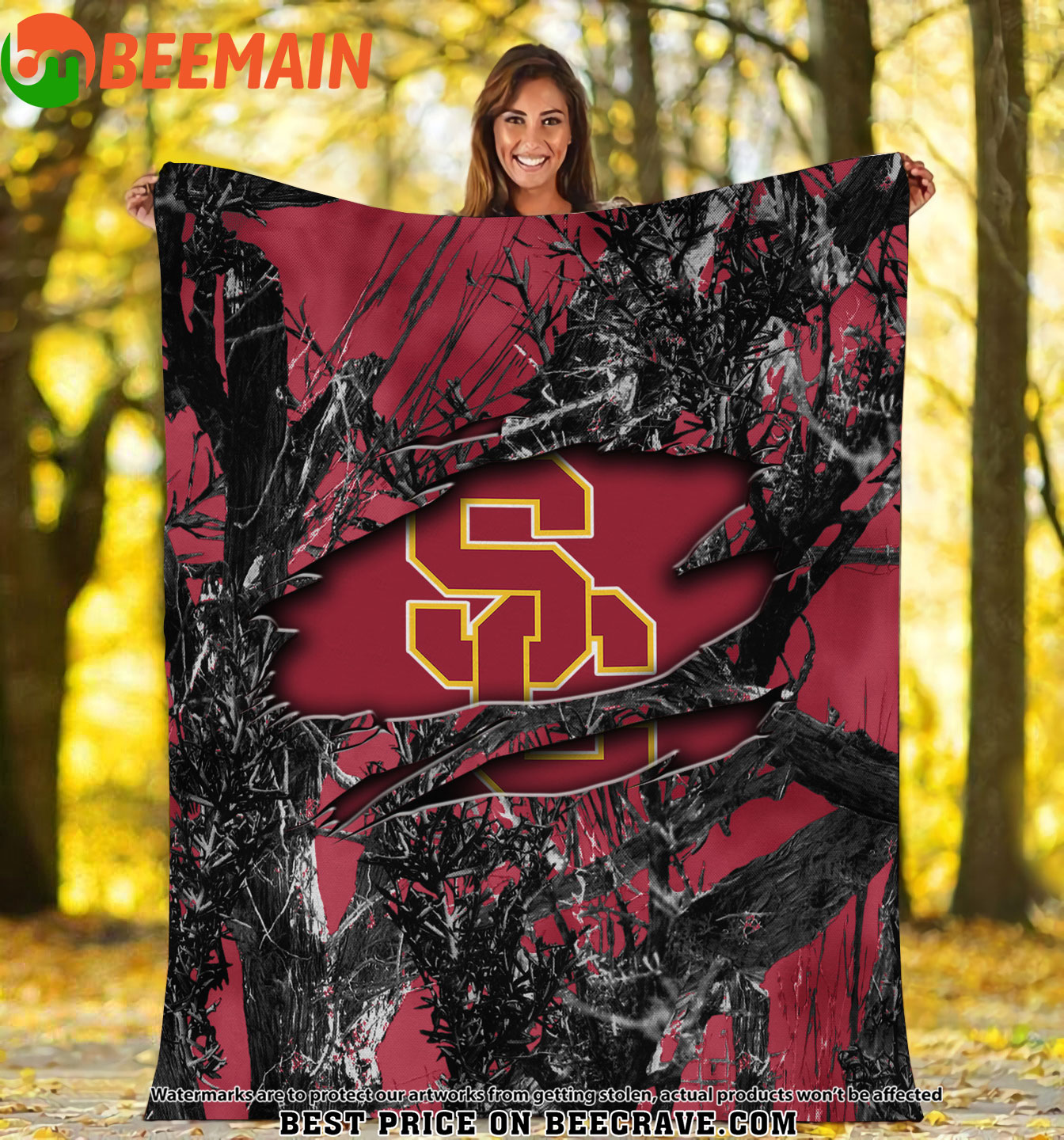 ZNCAA USC Trojans - Football Camo Fleece Blanket