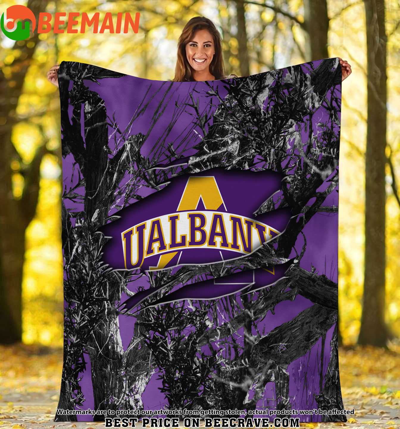 ZNCAA Albany Great Danes - Football Camo Fleece Blanket