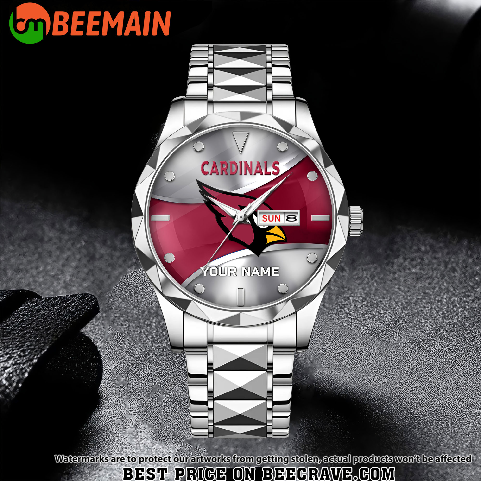 NFL Arizona Cardinals - Football Alloy Luxury Quartz Watch - Custom Name