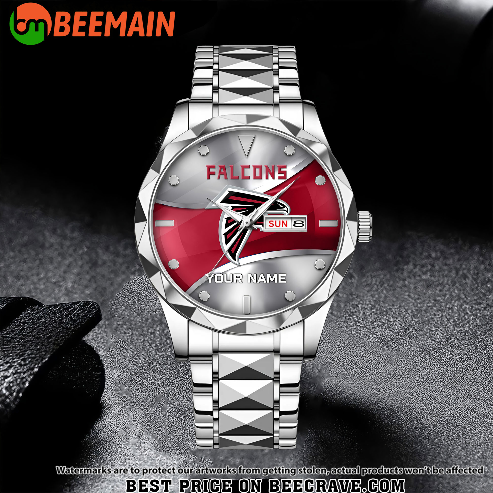 NFL Atlanta Falcons - Football Alloy Luxury Quartz Watch - Custom Name