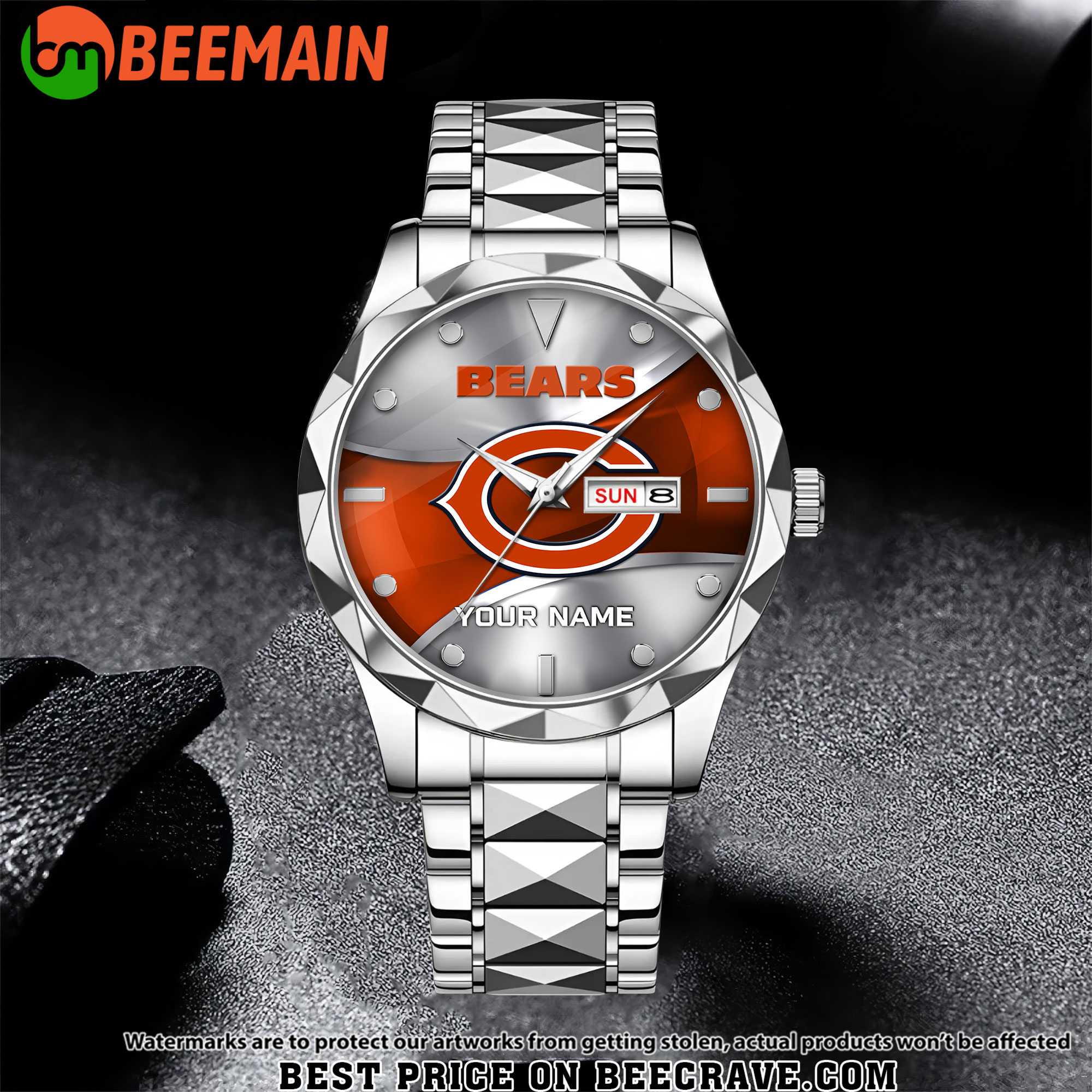 NFL Chicago Bears - Football Alloy Luxury Quartz Watch - Custom Name