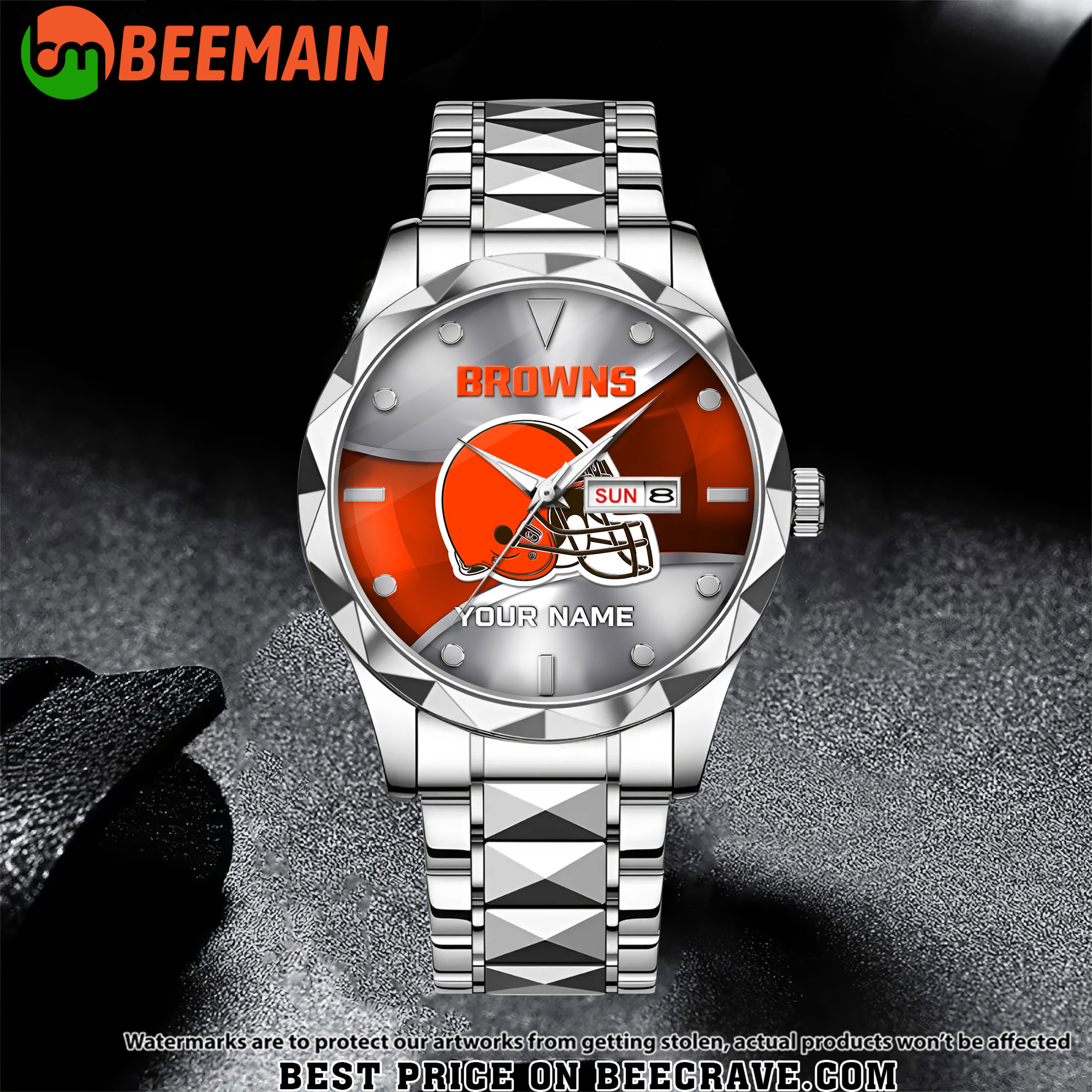 NFL Cleveland Browns - Football Alloy Luxury Quartz Watch - Custom Name