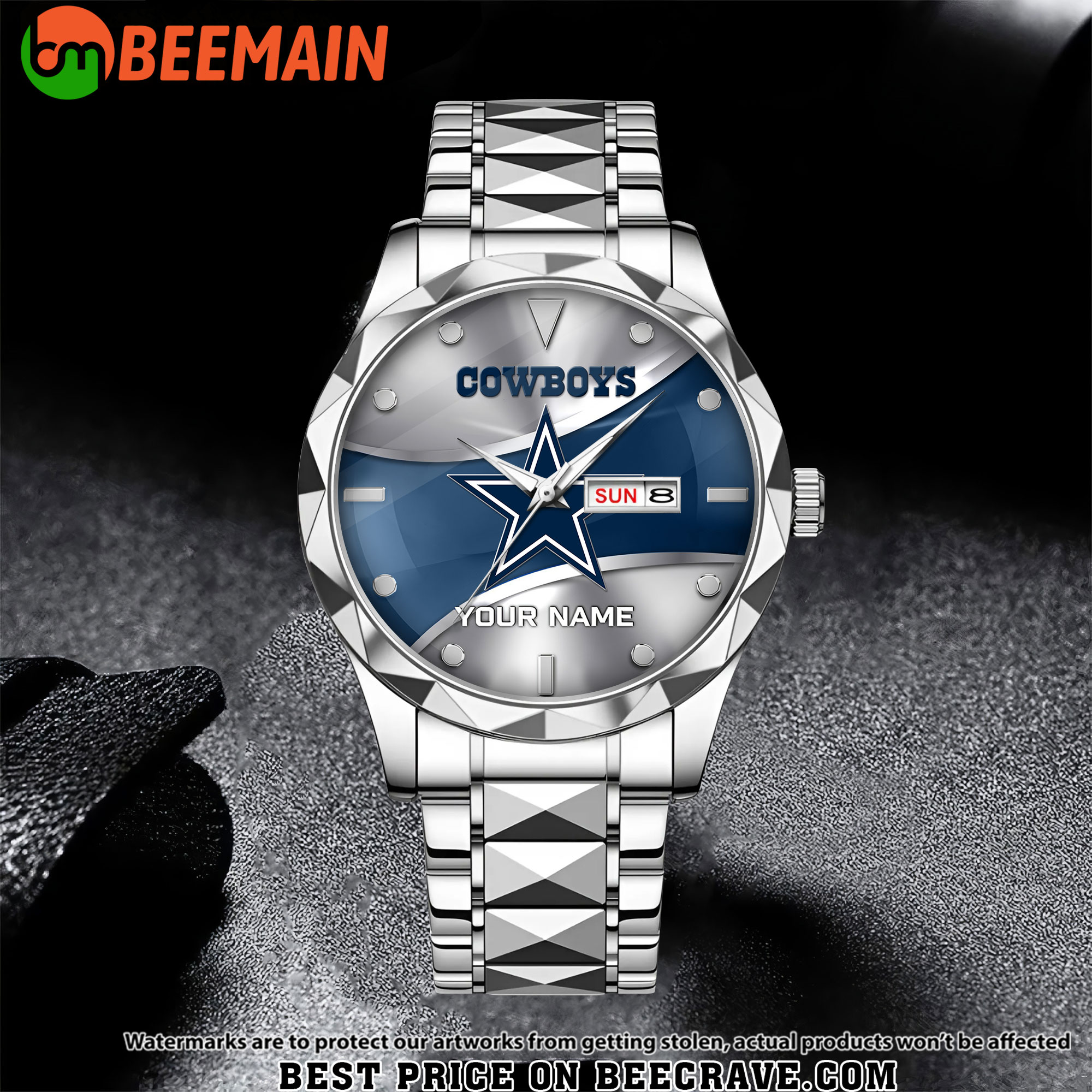 NFL Dallas Cowboys - Football Alloy Luxury Quartz Watch - Custom Name