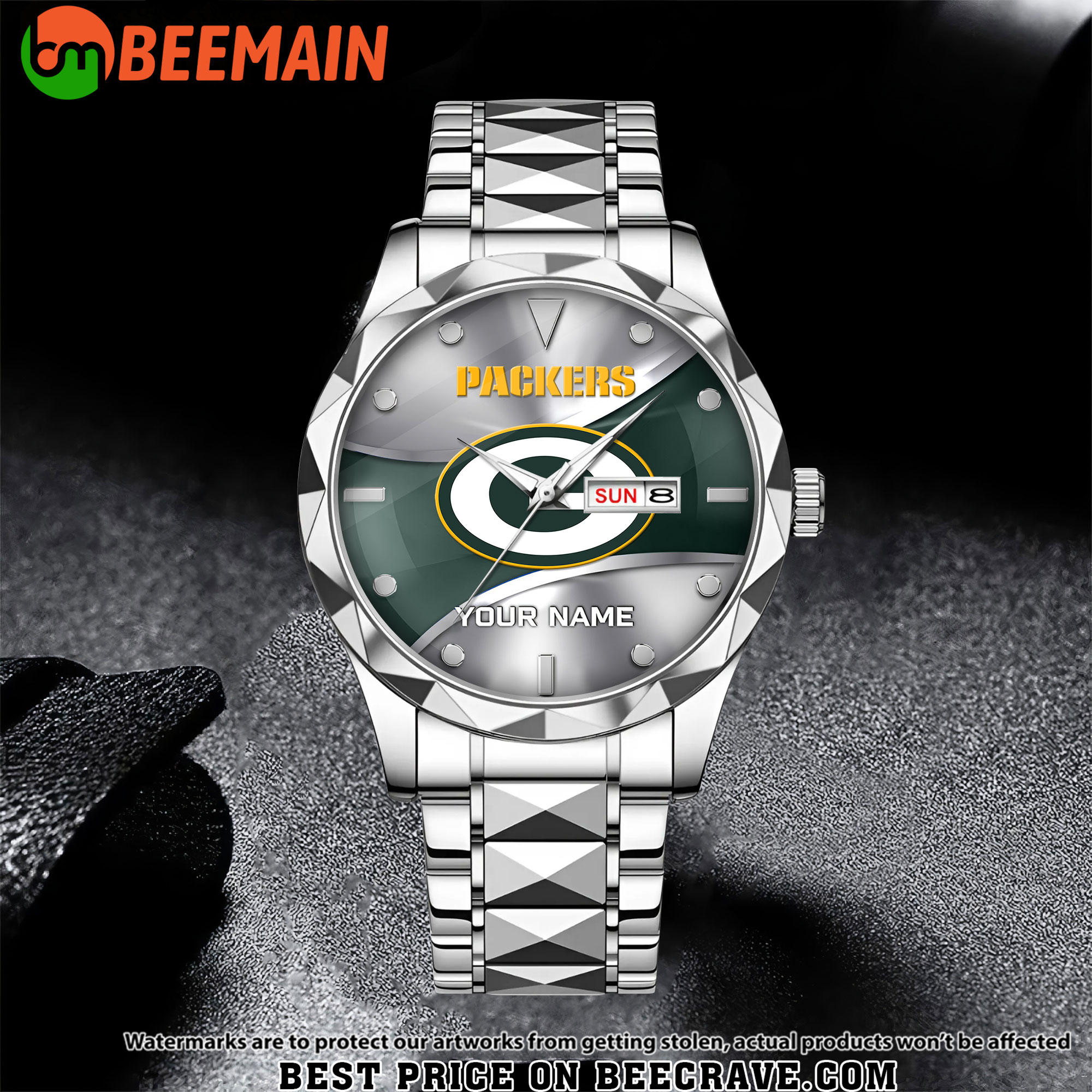 NFL Green Bay Packers - Football Alloy Luxury Quartz Watch - Custom Name