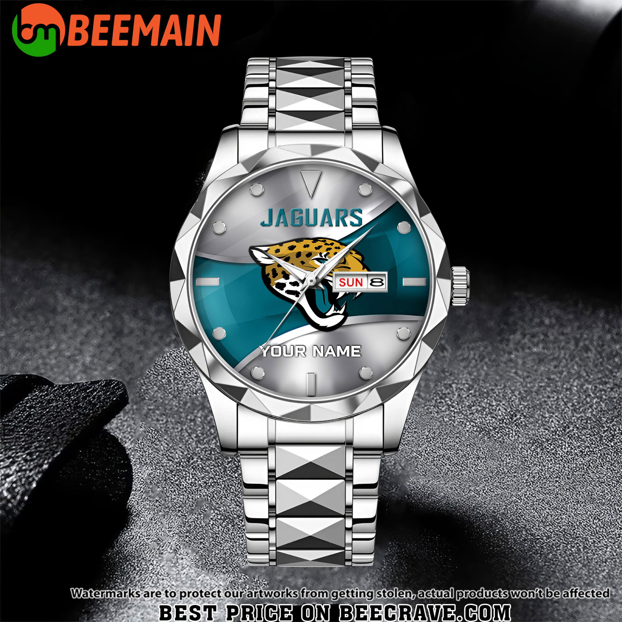 NFL Jacksonville Jaguars - Football Alloy Luxury Quartz Watch - Custom Name