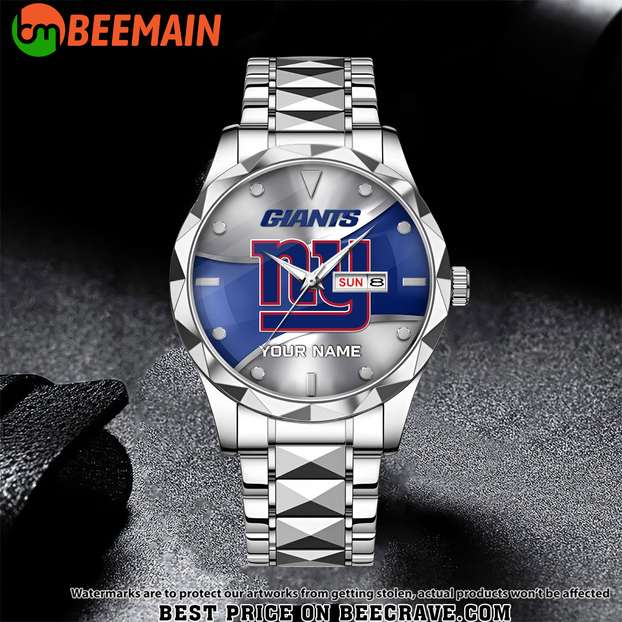 NFL New York Giants - Football Alloy Luxury Quartz Watch - Custom Name