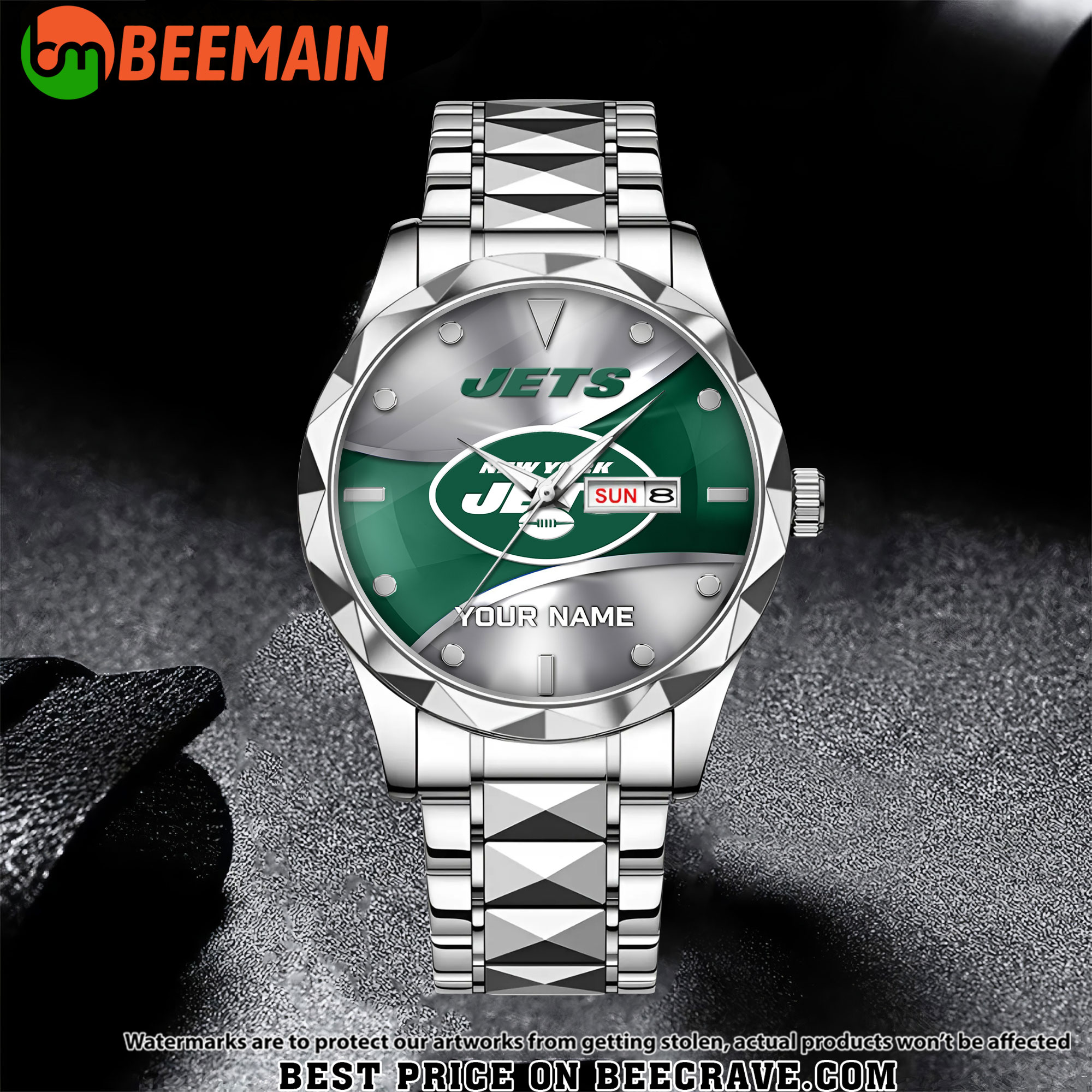NFL New York Jets - Football Alloy Luxury Quartz Watch - Custom Name