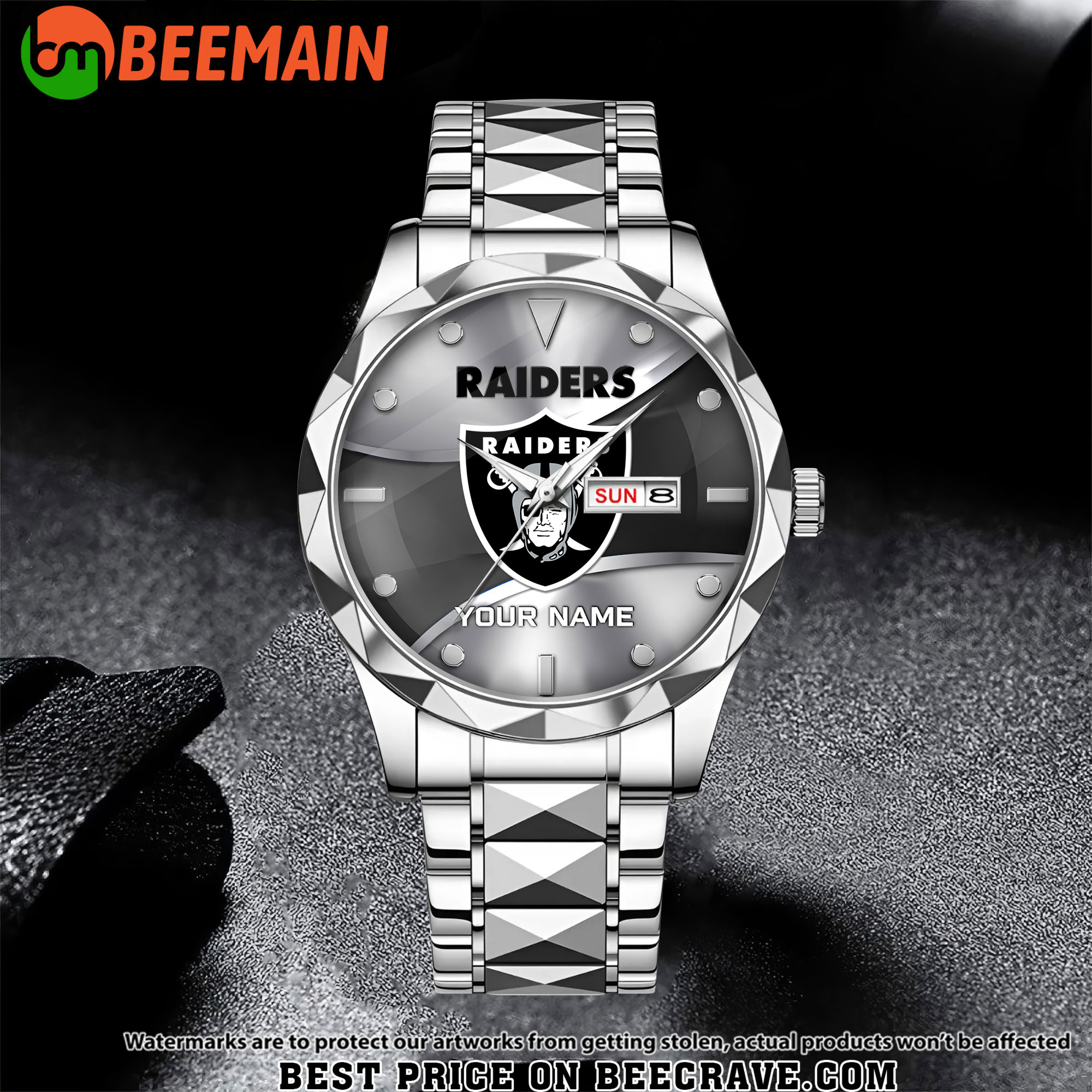 NFL Las Vegas Raiders - Football Alloy Luxury Quartz Watch - Custom Name