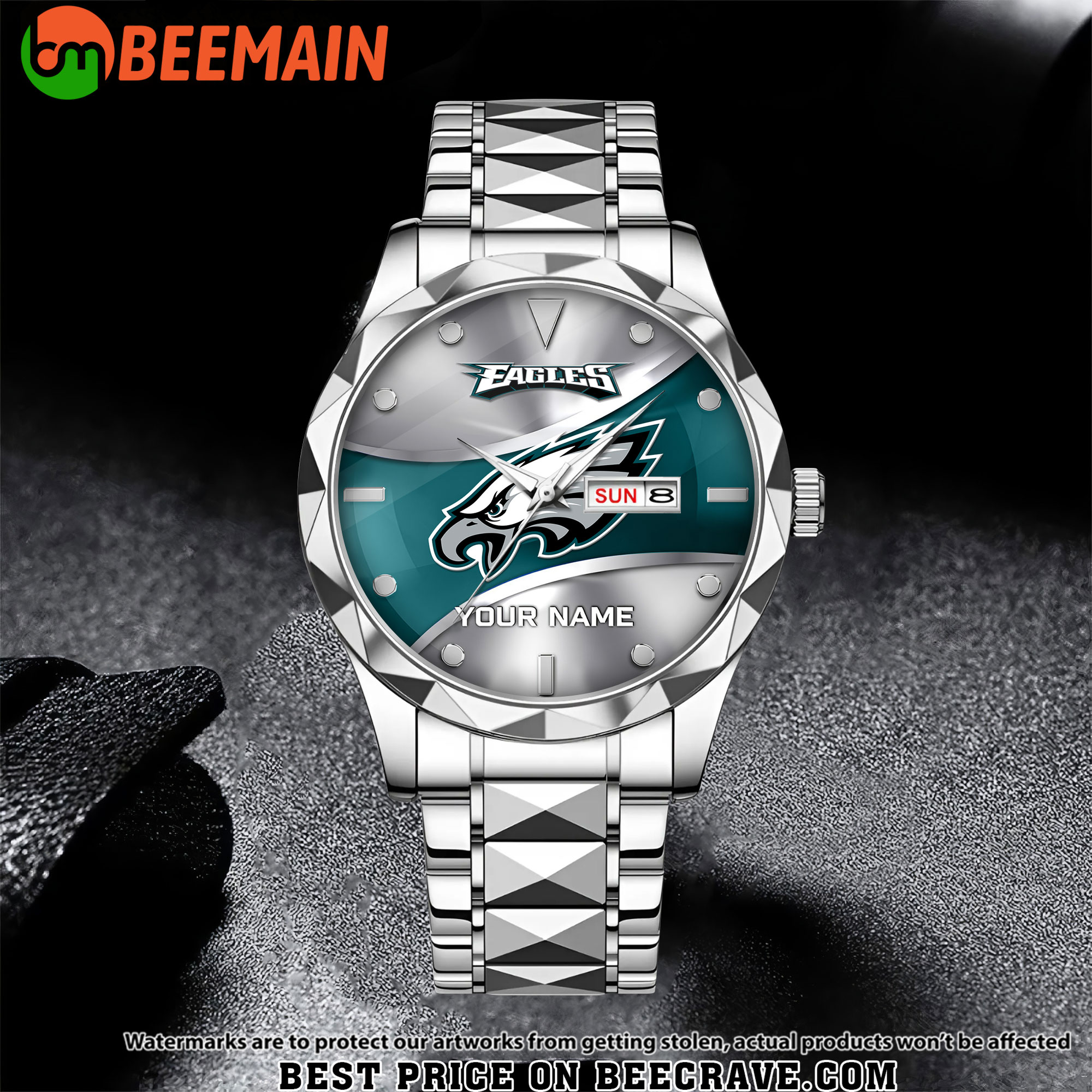 NFL Philadelphia Eagles - Football Alloy Luxury Quartz Watch - Custom Name
