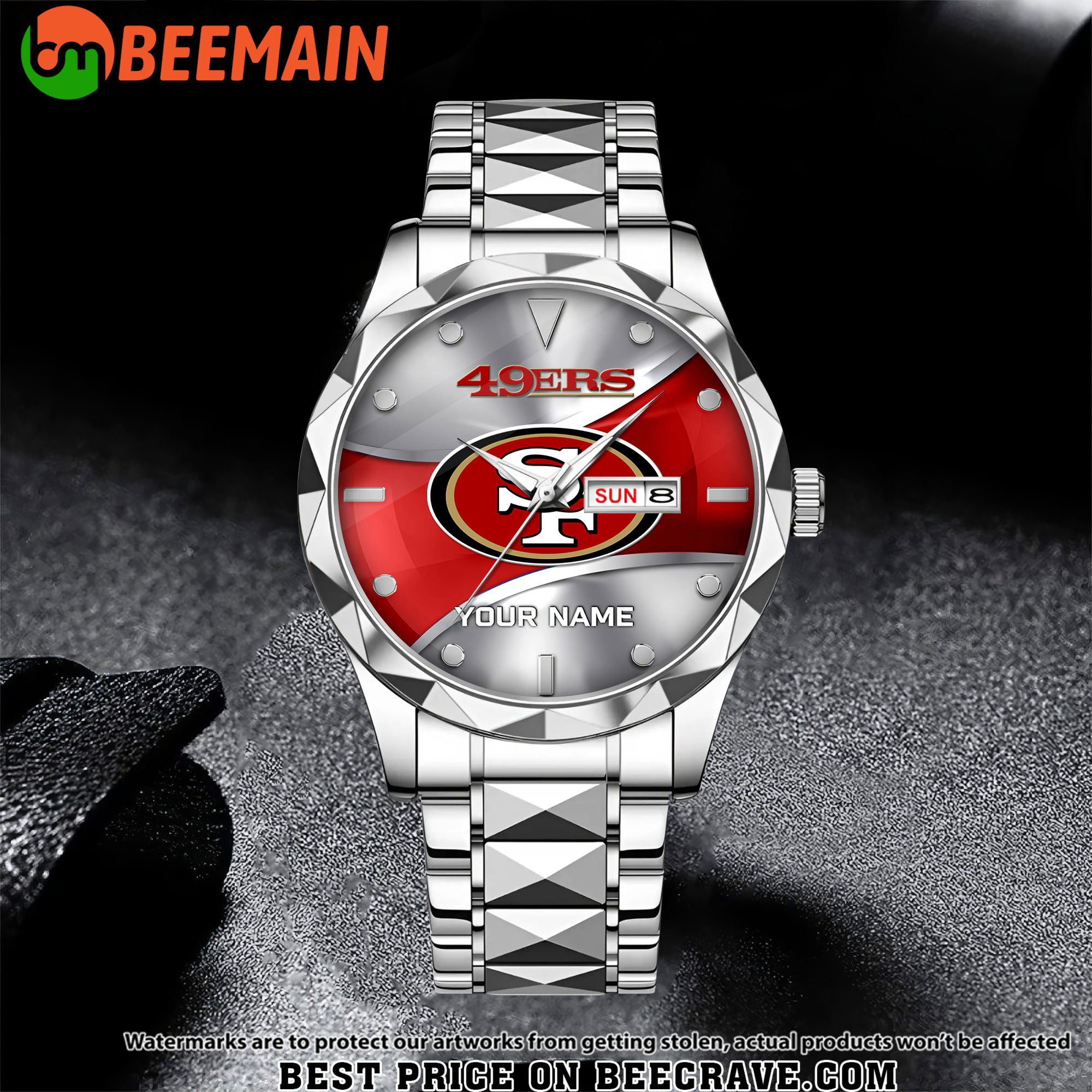 NFL San Francisco 49ers - Football Alloy Luxury Quartz Watch - Custom Name