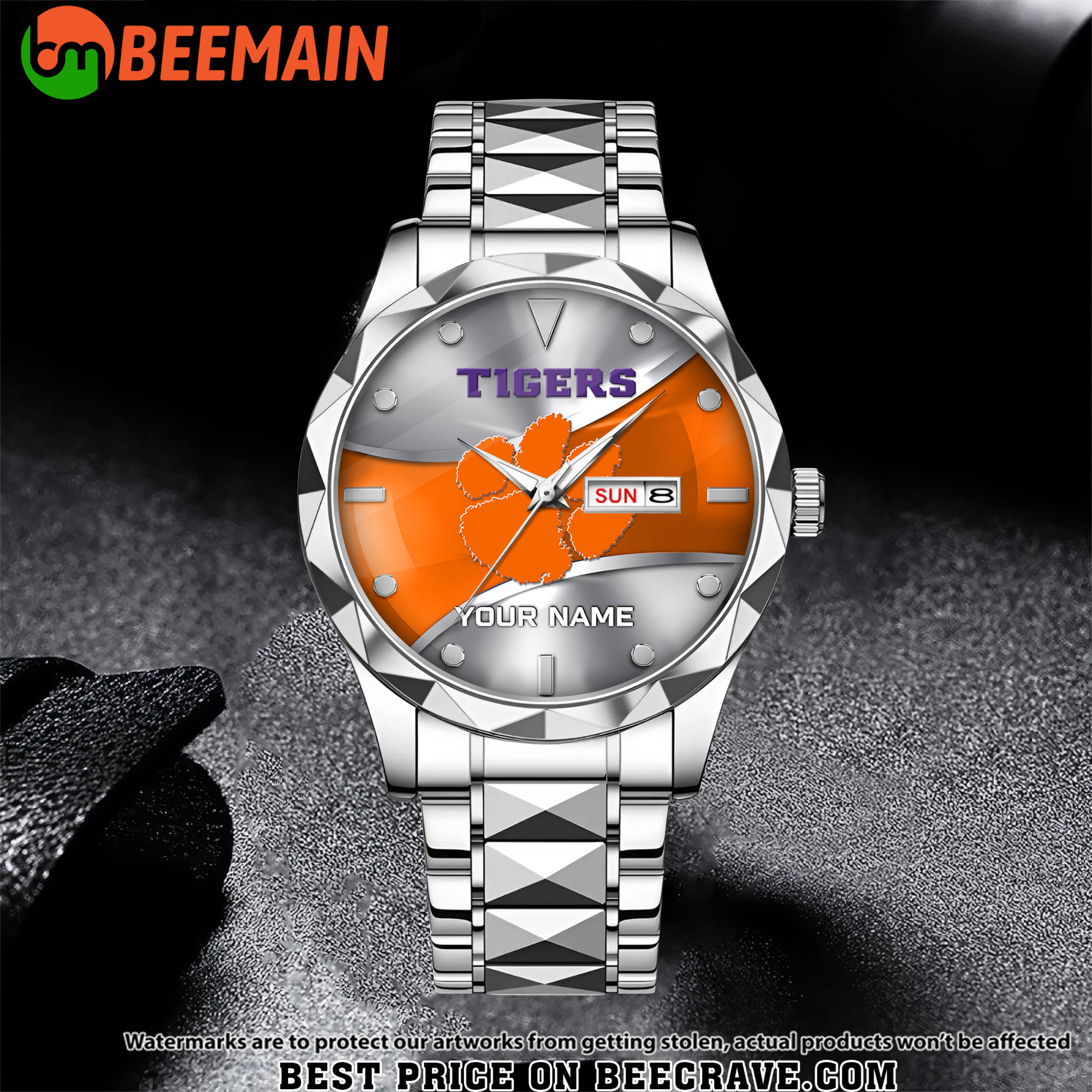 NCAA Clemson Tigers - Football Alloy Luxury Quartz Watch - Custom Name