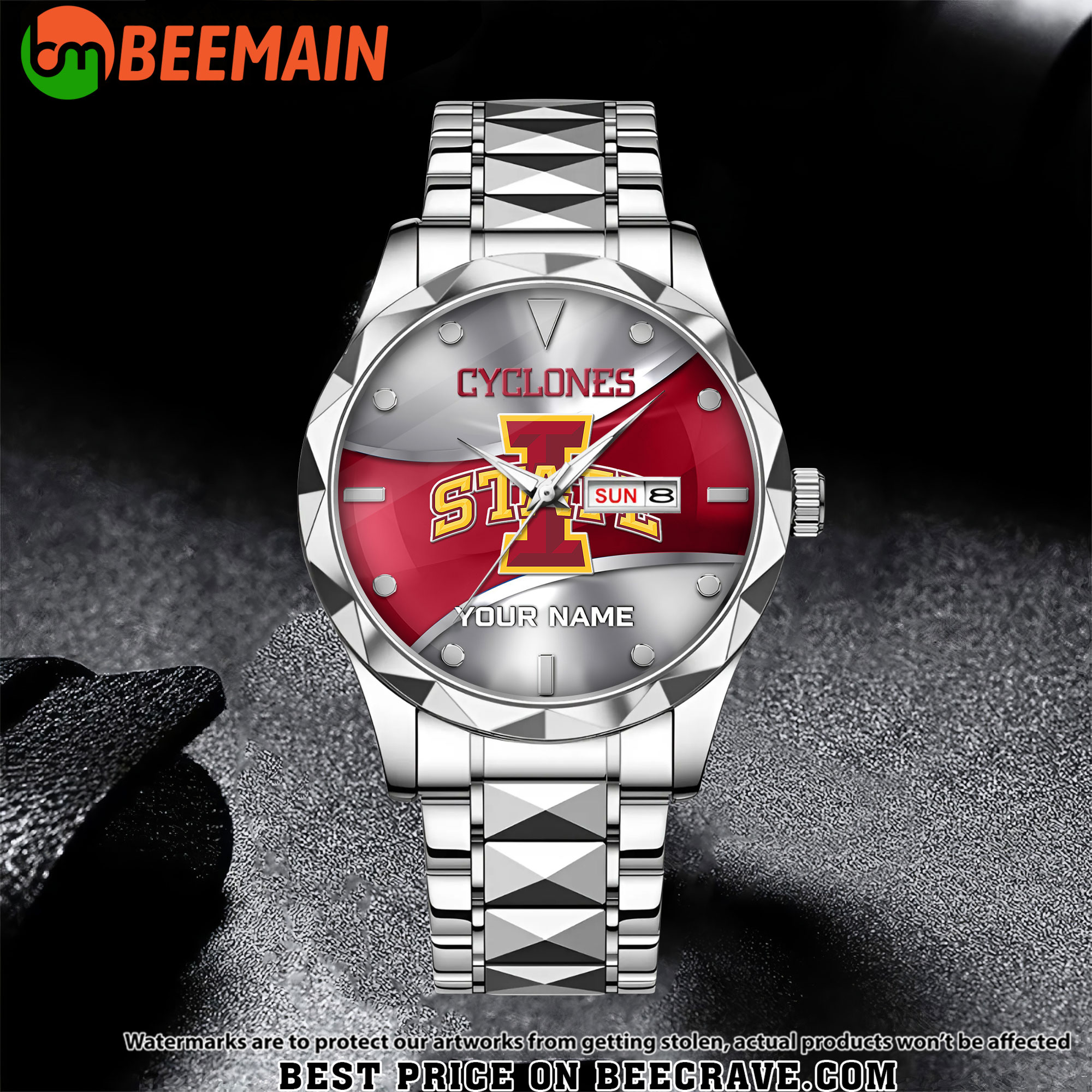 NCAA Iowa State Cyclones - Football Alloy Luxury Quartz Watch - Custom Name