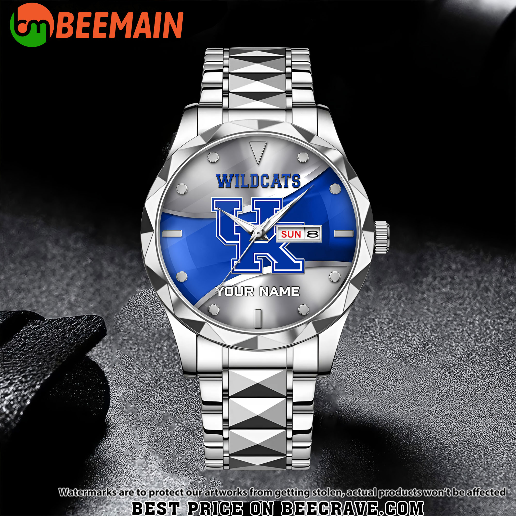NCAA Kentucky Wildcats - Football Alloy Luxury Quartz Watch - Custom Name