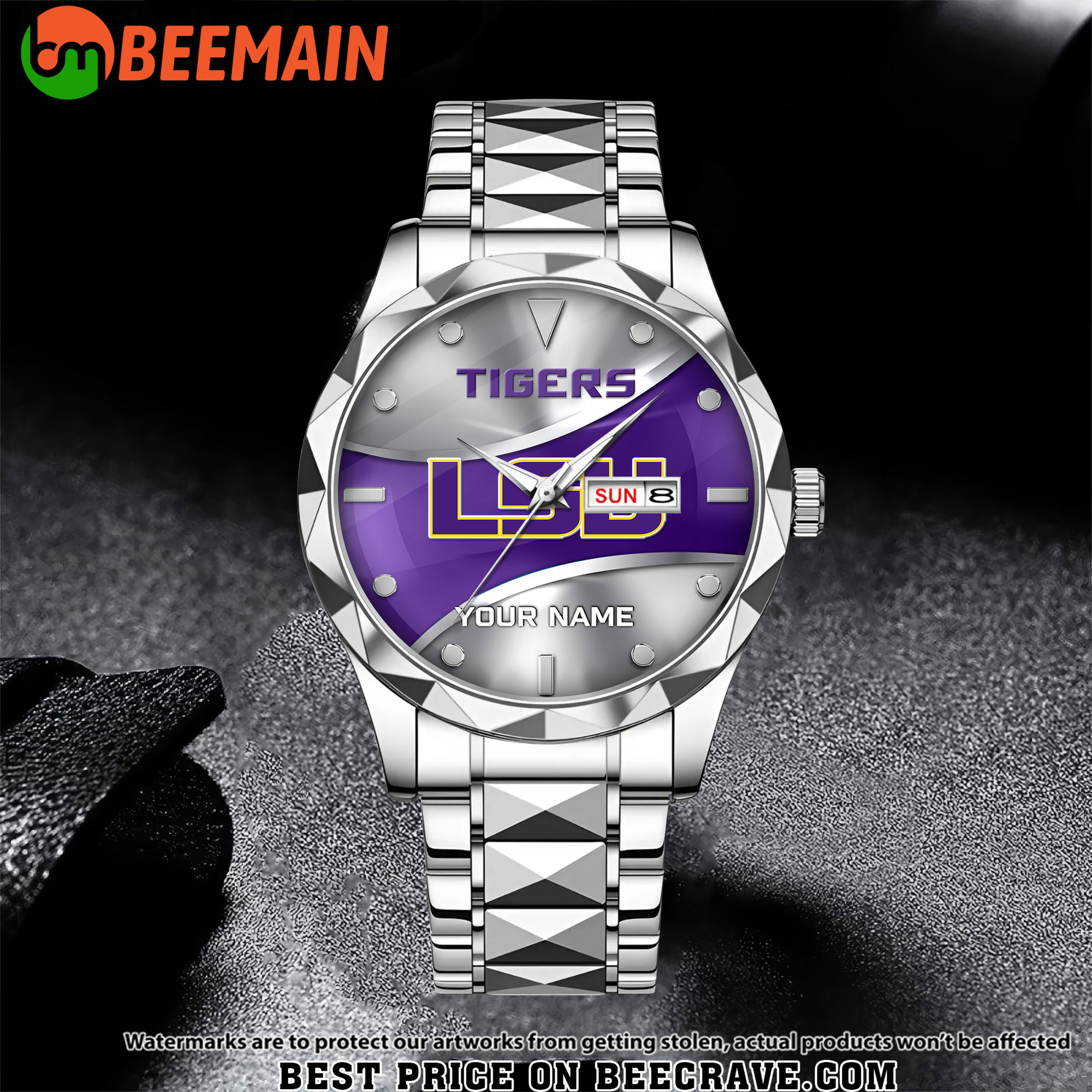 NCAA LSU Tigers - Football Alloy Luxury Quartz Watch - Custom Name