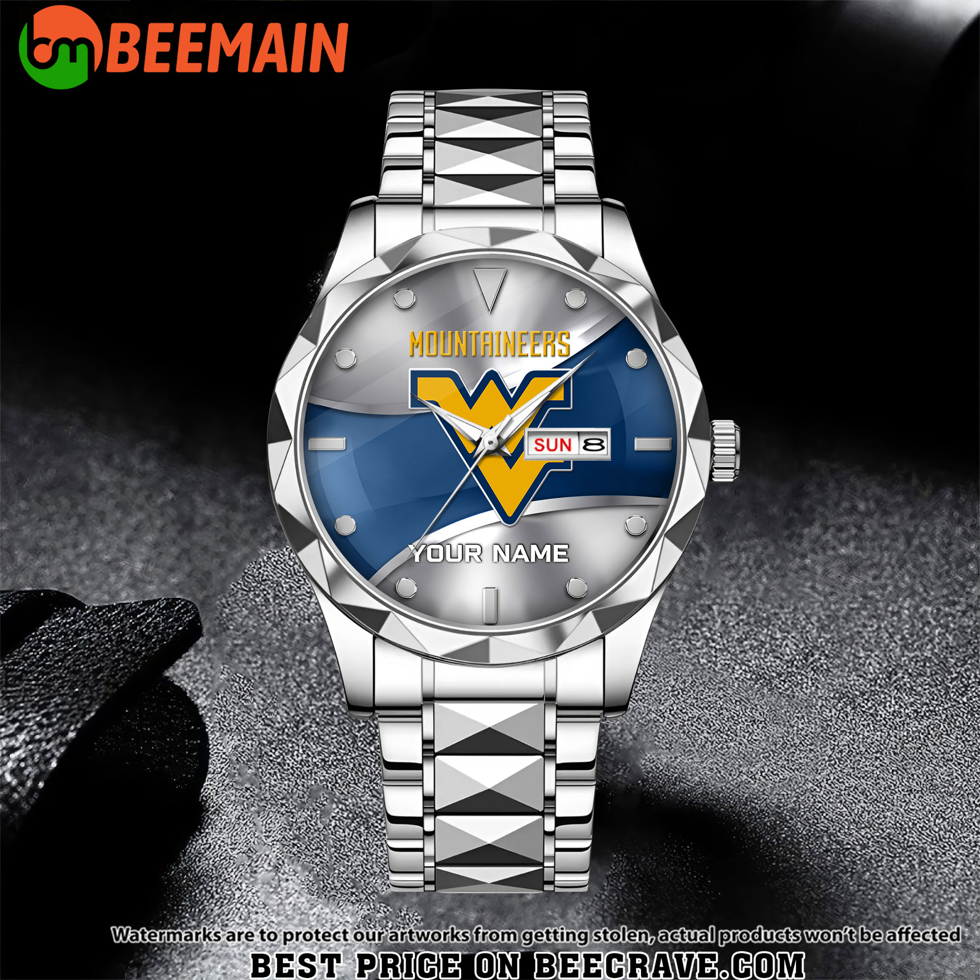 ZNCAA West Virginia Mountaineers - Football Alloy Luxury Quartz Watch - Custom Name