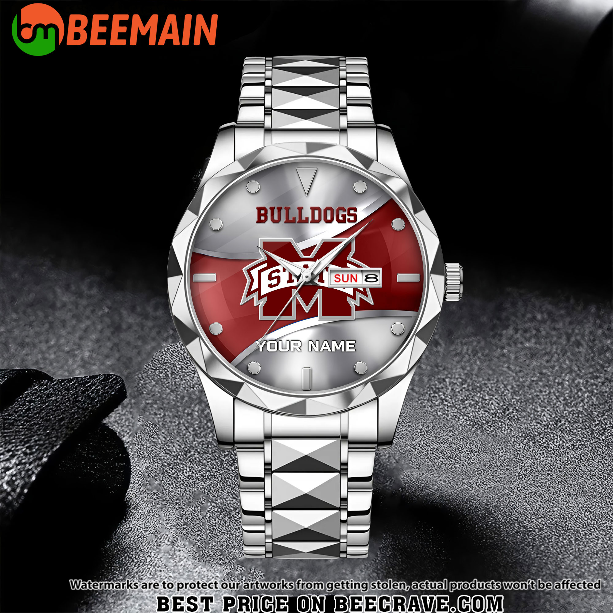 ZNCAA Mississippi State Bulldogs - Football Alloy Luxury Quartz Watch - Custom Name