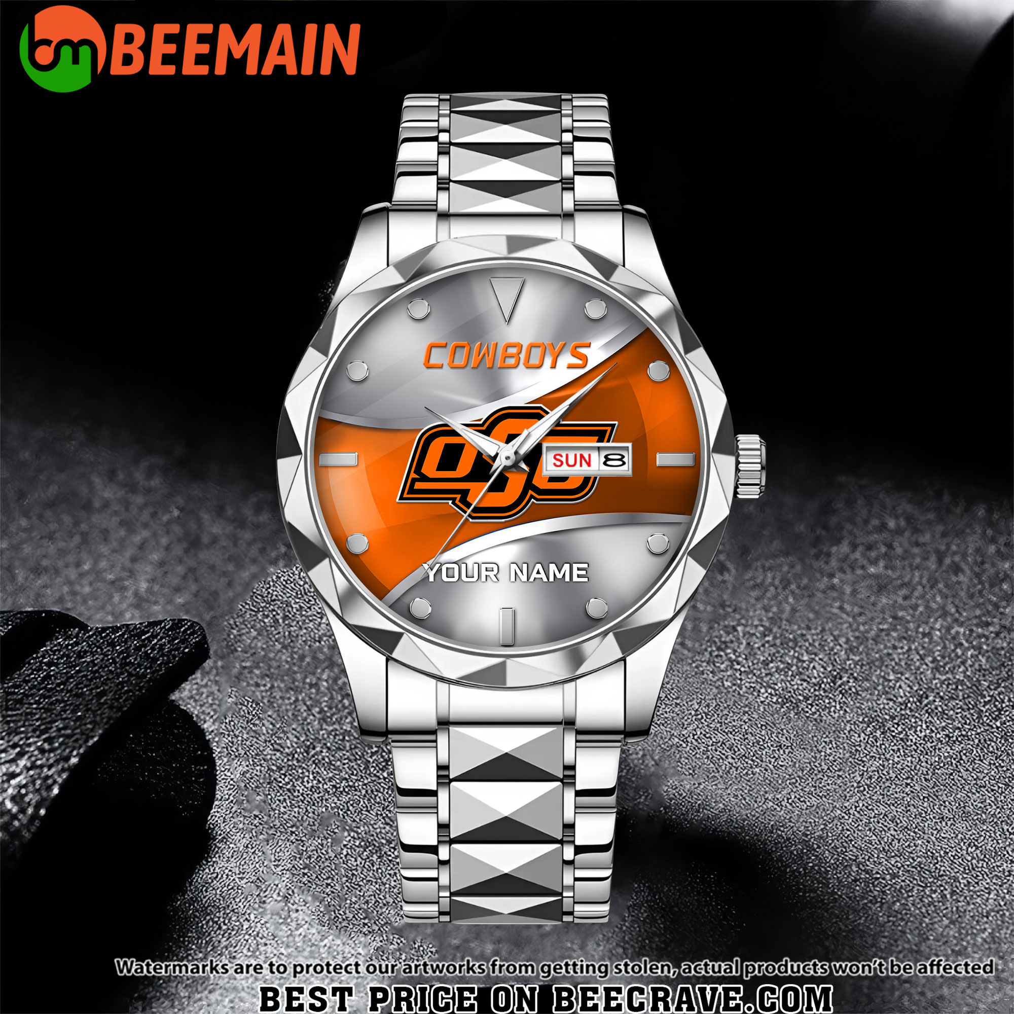 NCAA Oklahoma State Cowboys - Football Alloy Luxury Quartz Watch - Custom Name