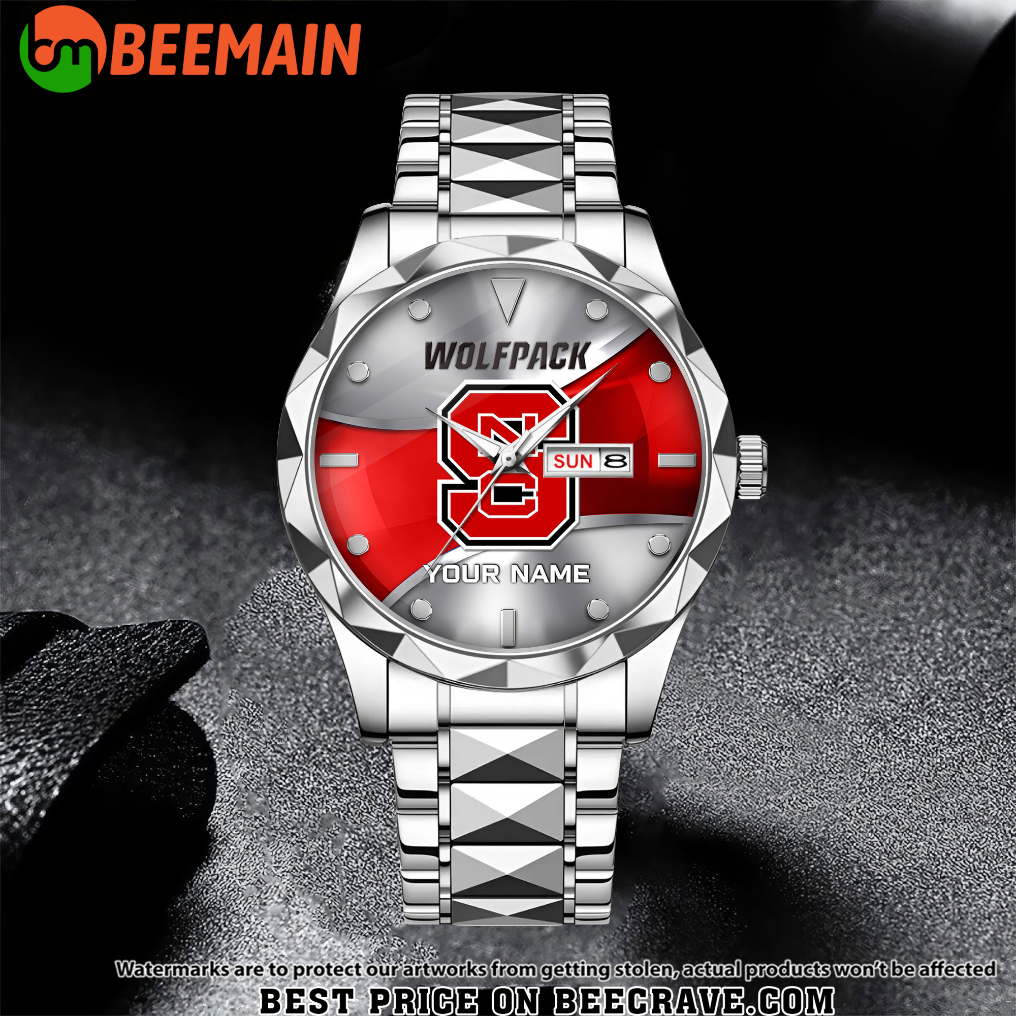 ZNCAA NC State Wolfpack - Football Alloy Luxury Quartz Watch - Custom Name
