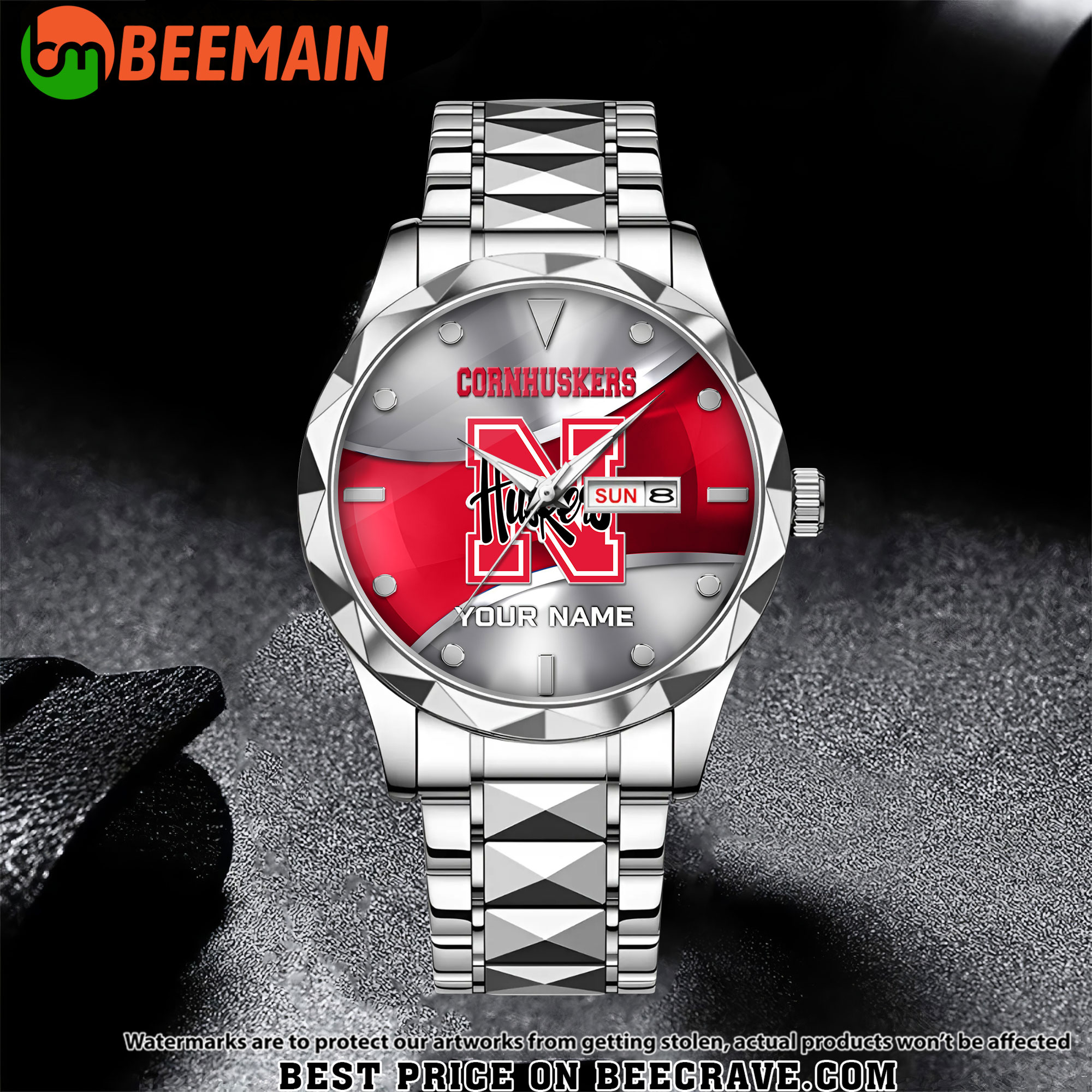 ZNCAA Nebraska Cornhuskers - Football Alloy Luxury Quartz Watch - Custom Name