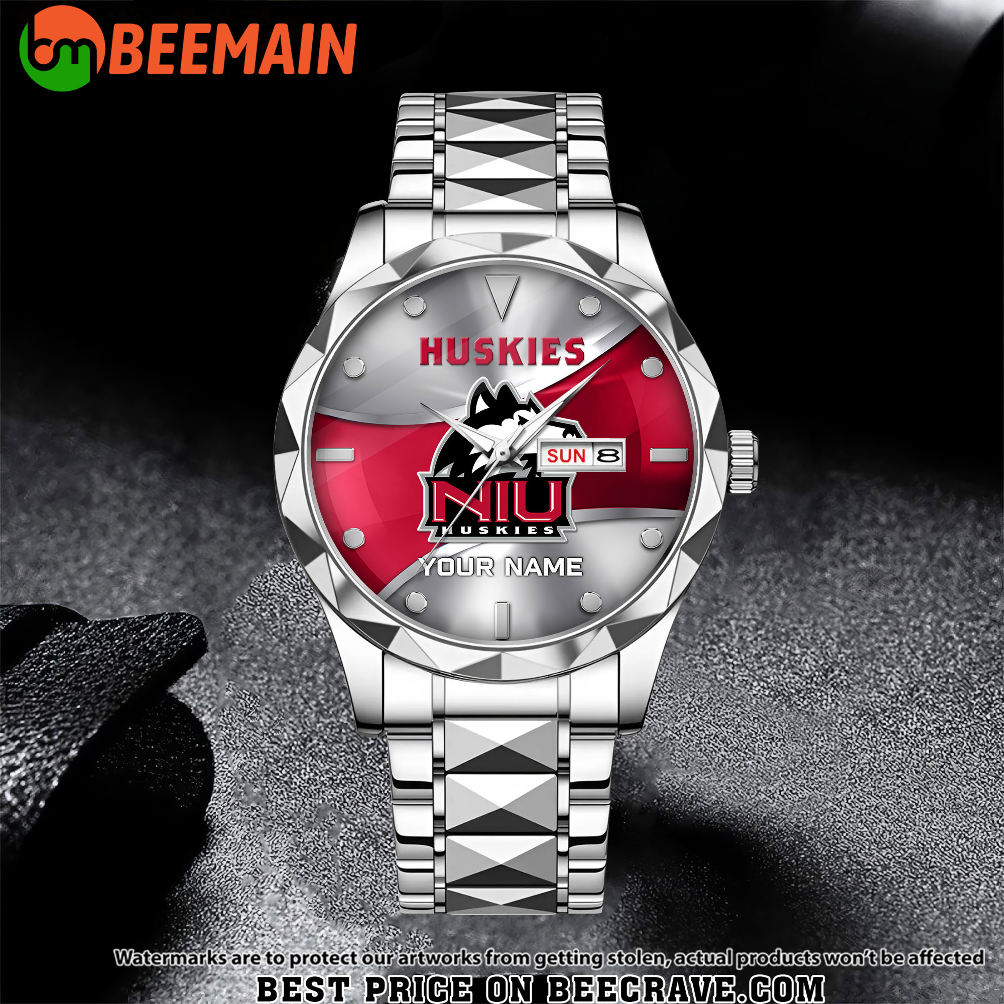 ZNCAA Northern Illinois Huskies - Football Alloy Luxury Quartz Watch - Custom Name