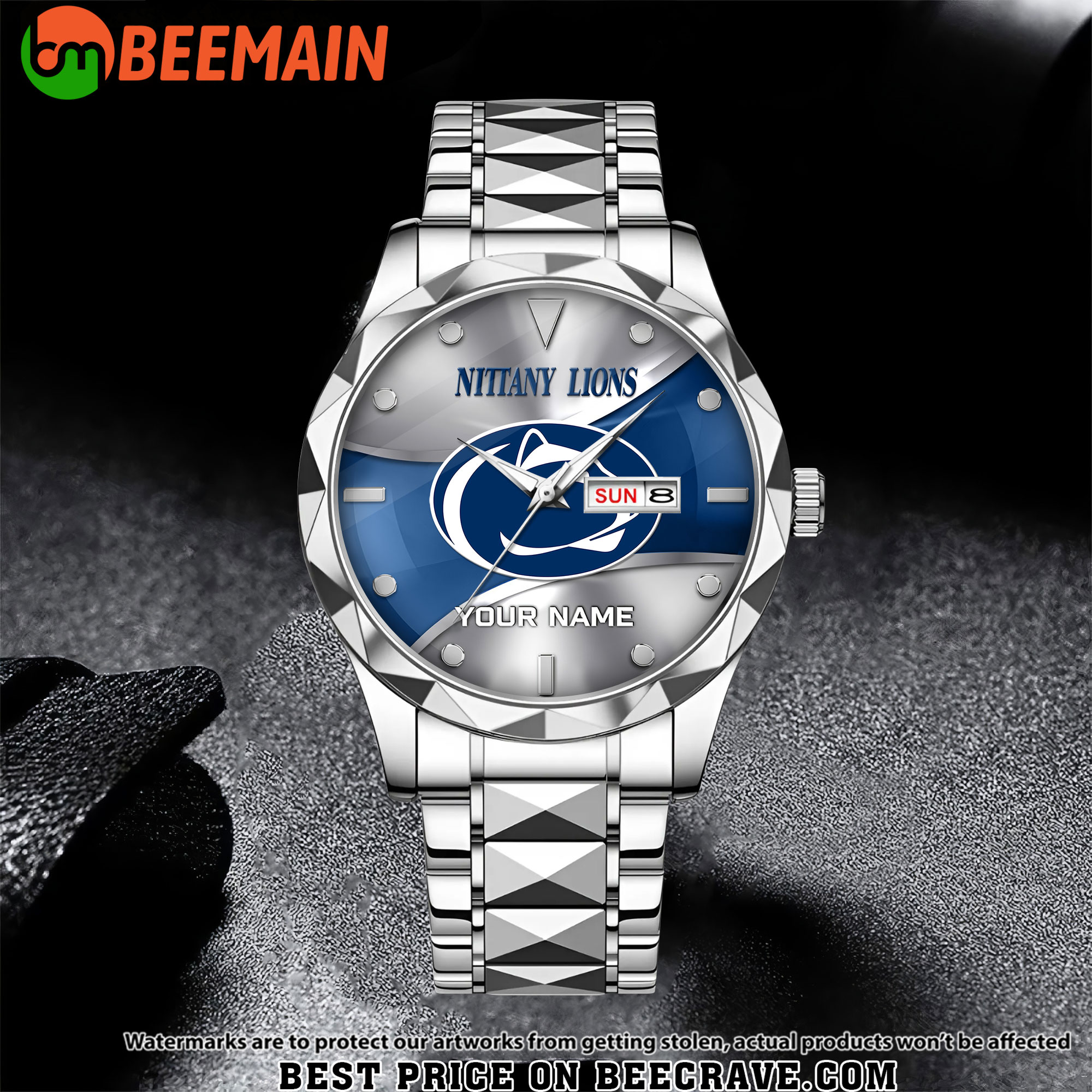 NCAA Penn State Nittany Lions - Football Alloy Luxury Quartz Watch - Custom Name