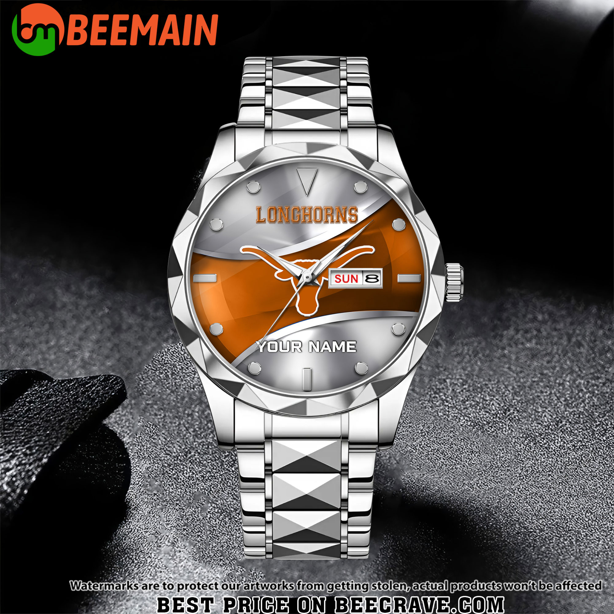 ZNCAA Texas Longhorns - Football Alloy Luxury Quartz Watch - Custom Name