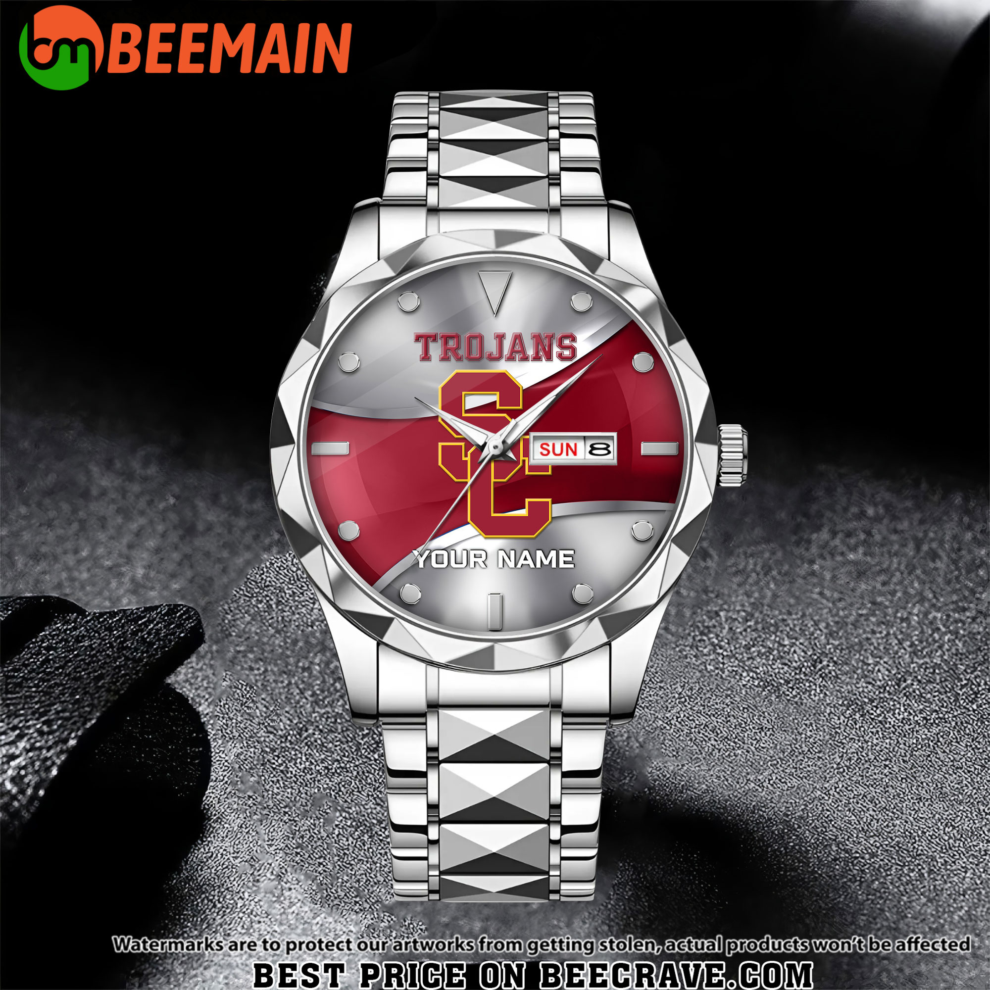 NCAA USC Trojans - Football Alloy Luxury Quartz Watch - Custom Name